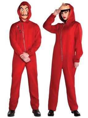 BRAND NEW men women adult netflix bank robber halloween costume size S/M